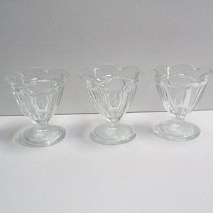 3 Vintage Anchor Hocking Footed Clear Tulip Sundae/Dessert Glass Dishes 4.5 Oz.